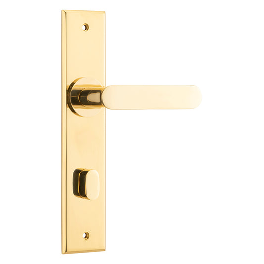 Iver Door Lever Bronte Chamfered Privacy Pair Polished Brass CTC85mm L117xP55mm BPH240xW50mm