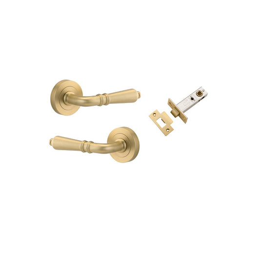 Iver Door Lever Sarlat Rose Round Brushed Gold PVD Passage Kit