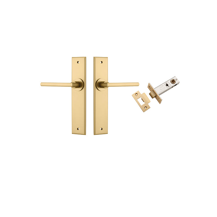 Iver Door Lever Baltimore Chamfered Brushed Brass Passage Kit