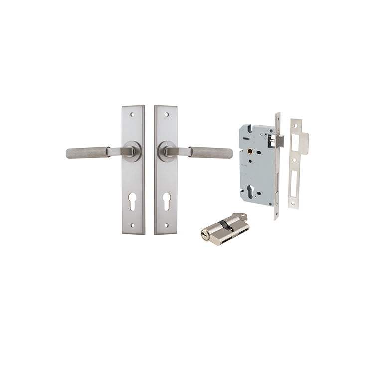 Iver Door Lever Brunswick Chamfered Satin Nickel Key / Key Entrance Kit