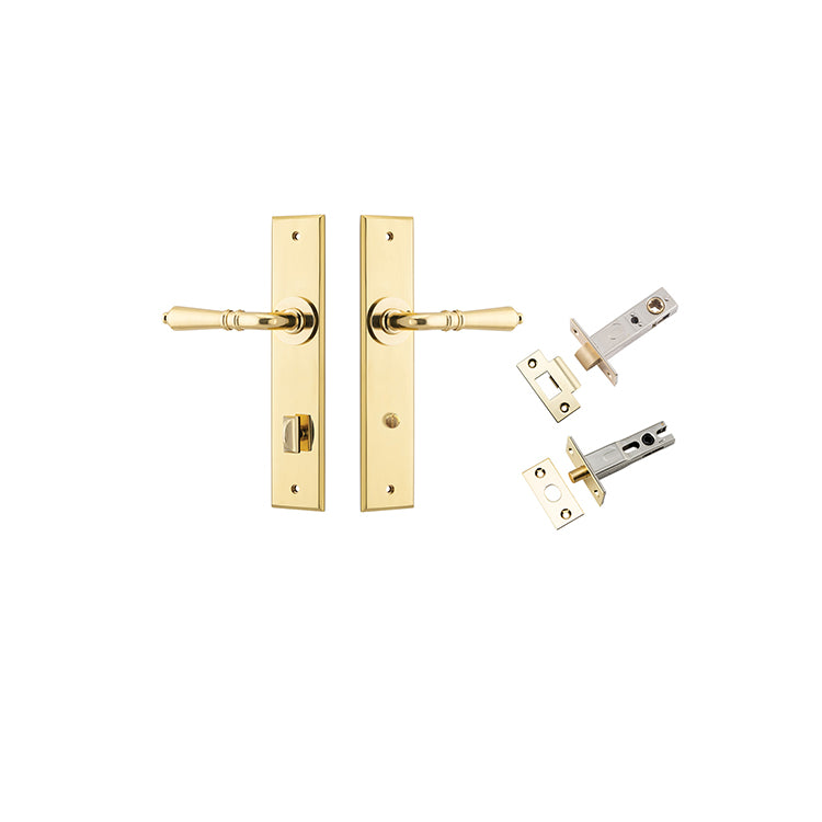 Iver Door Lever Sarlat Chamfered Polished Brass Privacy Kit