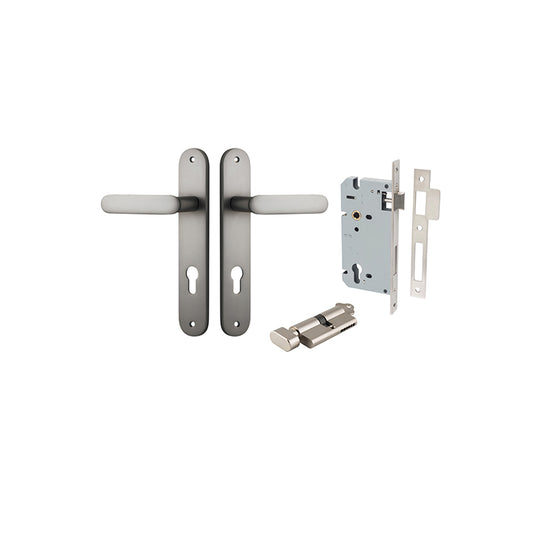 Iver Door Lever Bronte Oval Satin Nickel Key / Thumb Entrance Kit