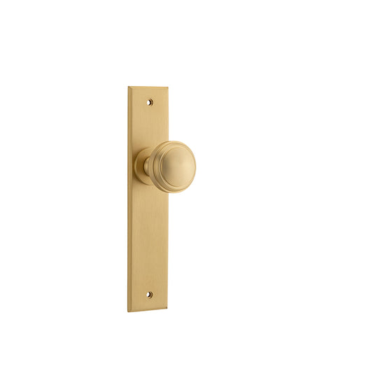 Iver Door Knob Paddington Chamfered Latch Pair Brushed Brass D55xP63mm BPH240xW50mm