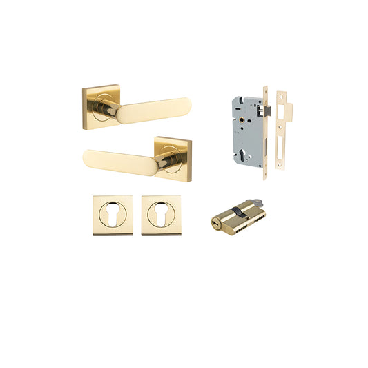 Iver Door Lever Bronte Rose Square Polished Brass Key / Key Entrance Kit