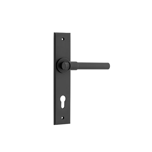 Iver Door Lever Helsinki Chamfered Euro Pair Matt Black CTC85mm L137xP60mm BPH240xW50mm