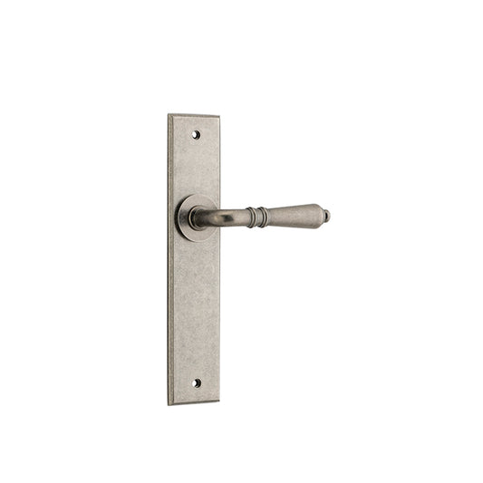 Iver Door Lever Sarlat Chamfered Latch Pair Distressed Nickel L111xP55mm BPH240xW50mm