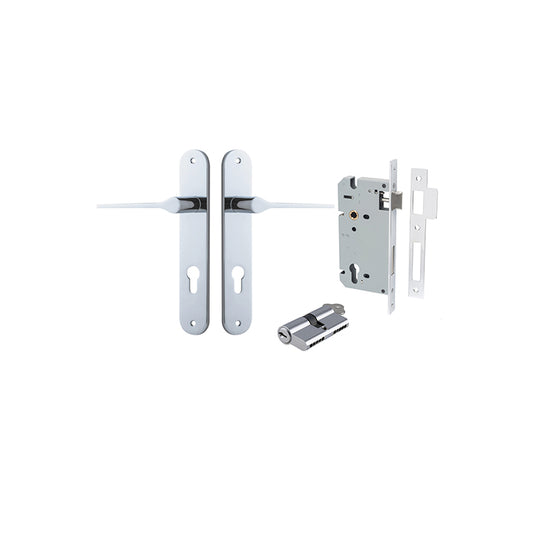 Iver Door Lever Como Oval Polished Chrome Key / Key Entrance Kit