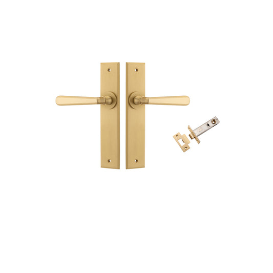 Iver Door Lever Copenhagen Chamfered Brushed Brass Passage Kit