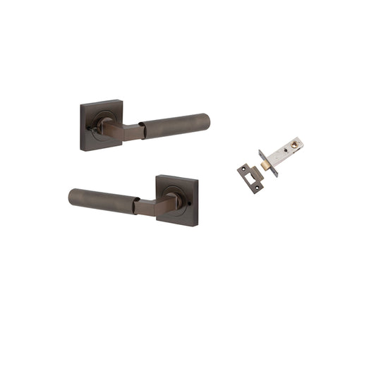 Iver Door Lever Brunswick Rose Square Signature Brass Inbuilt Privacy Kit