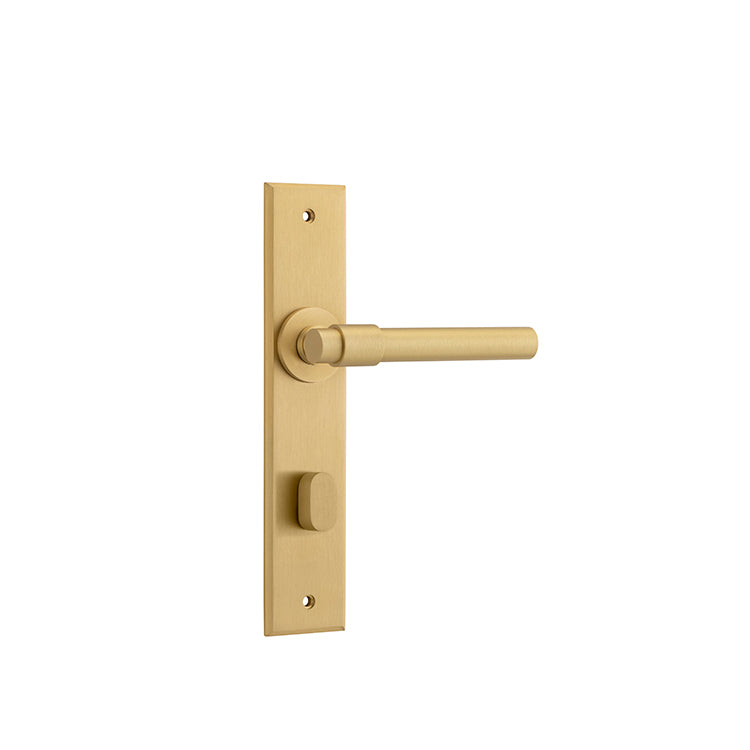 Iver Door Lever Helsinki Chamfered Privacy Pair Brushed Brass CTC85mm L137xP60mm BPH240xW50mm