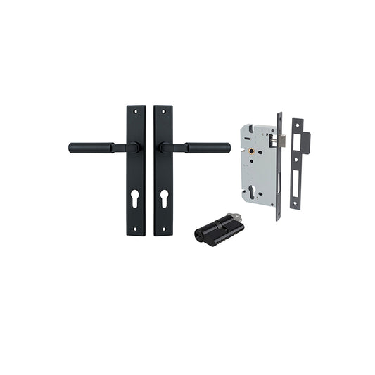 Iver Door Lever Berlin Rectangular Matt Black Key / Key Entrance Kit