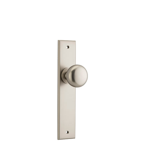 Iver Door Knob Cambridge Chamfered Latch Pair Satin Nickel D55xP62mm BPH240xW50mm