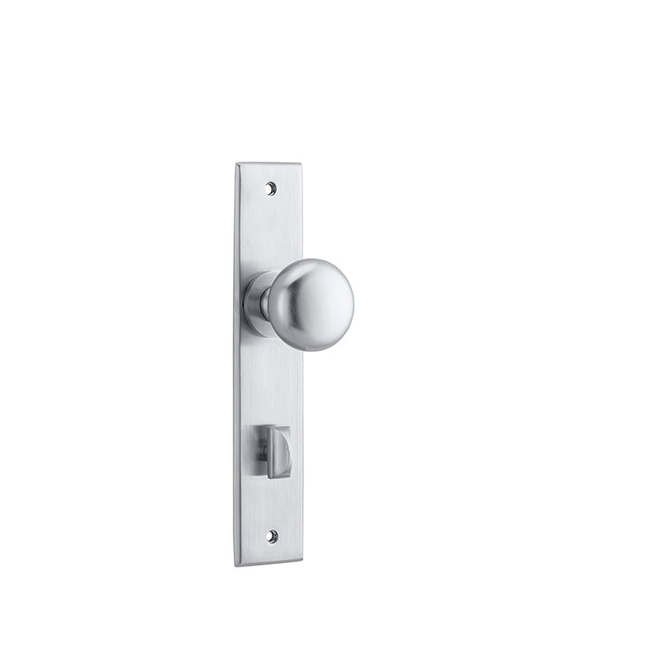 Iver Door Knob Cambridge Chamfered Privacy Pair Brushed Chrome CTC85mm D55xP62mm BPH240xW50mm