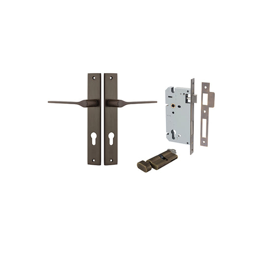 Iver Door Lever Como Rectangular Signature Brass Key / Thumb Entrance Kit