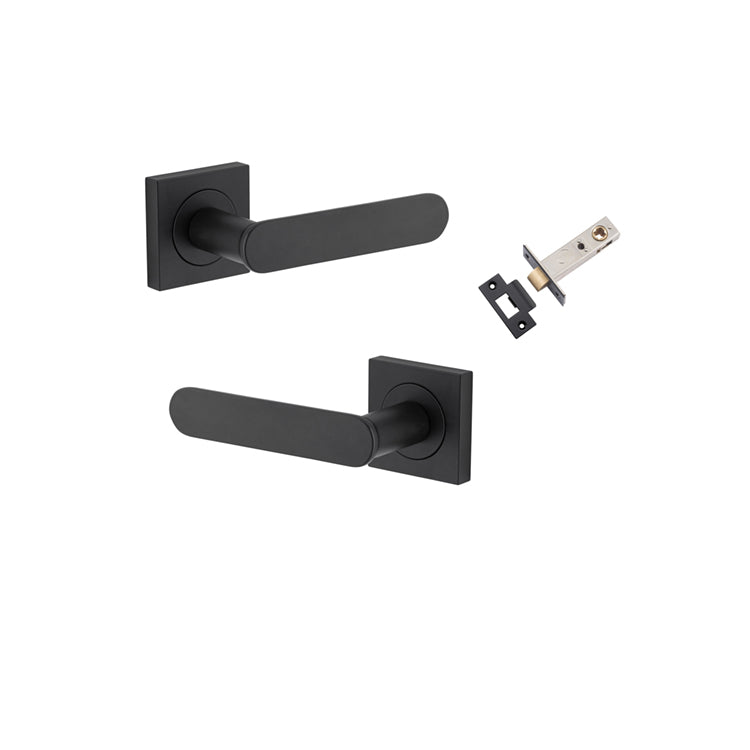 Iver Door Lever Bronte Rose Square Matt Black Passage Kit