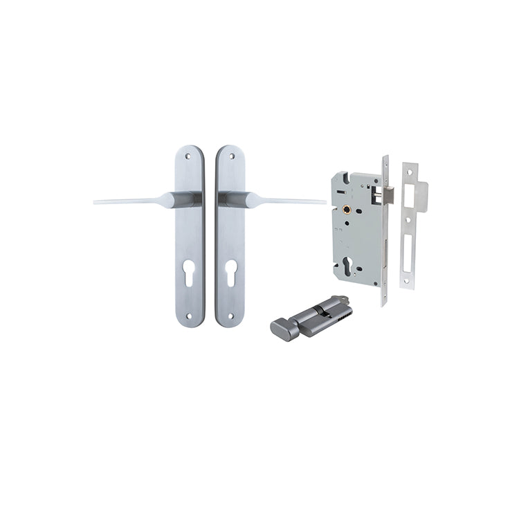 Iver Door Lever Como Oval Brushed Chrome Key / Thumb Entrance Kit