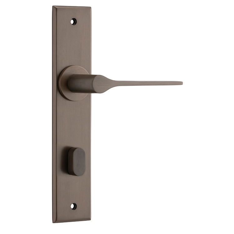 Iver Door Lever Como Chamfered Privacy Pair Signature Brass CTC85mm L119xP61mm BPH240xW50mm