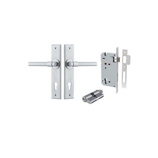 Iver Door Lever Helsinki Chamfered Brushed Chrome Key / Key Entrance Kit