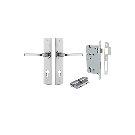 Iver Door Lever Annecy Chamfered Brushed Chrome Key / Key Entrance Kit