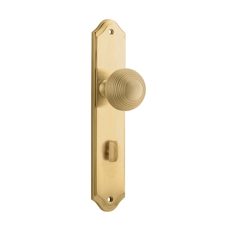 Iver Door Knob Guildford Shouldered Privacy Pair Brushed Brass CTC85mm D52xP74mm BPH250xW48mm