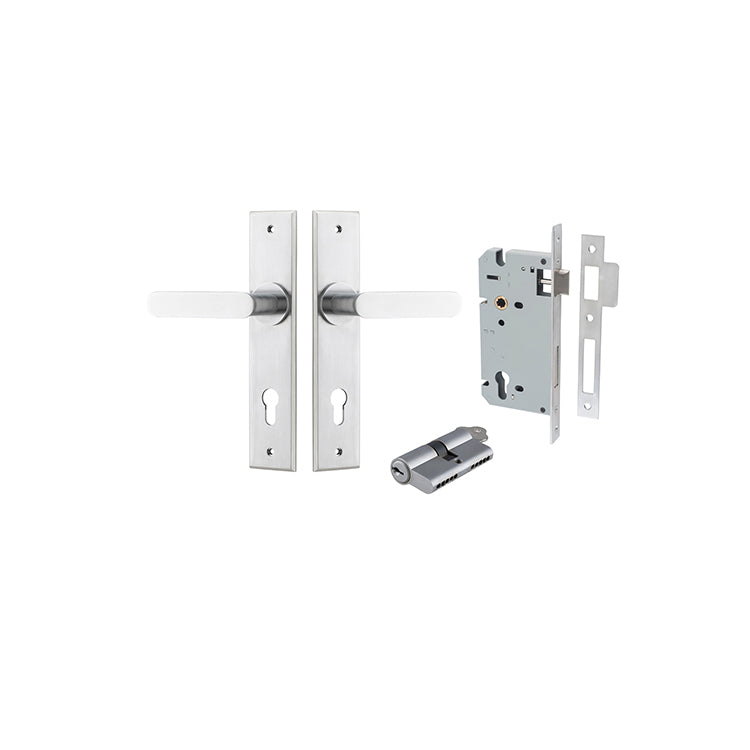 Iver Door Lever Bronte Chamfered Brushed Chrome Key / Key Entrance Kit