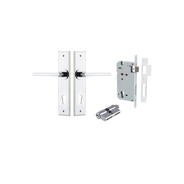 Iver Door Lever Baltimore Chamfered Polished Chrome Key / Key Entrance Kit