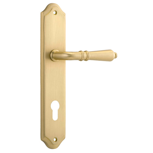 Iver Door Lever Sarlat Shouldered Euro Pair Brushed Gold PVD CTC85mm L111xP55mm BPH250xW48mm