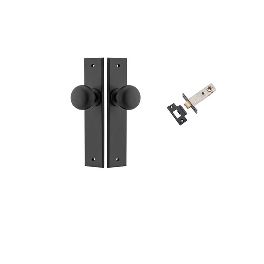 Iver Door Knob Cambridge Chamfered Matt Black Passage Kit