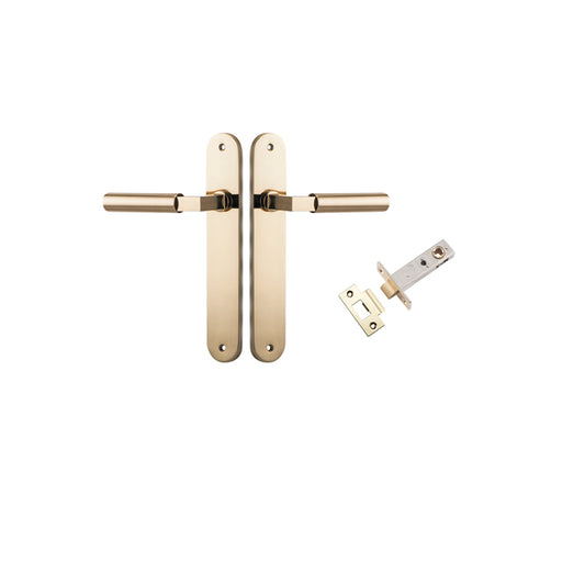 Iver Door Lever Berlin Oval Polished Brass Passage Kit