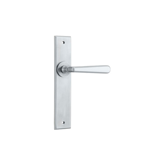 Iver Door Lever Copenhagen Chamfered Latch Pair Brushed Chrome L120xP59mm BPH240xW50mm