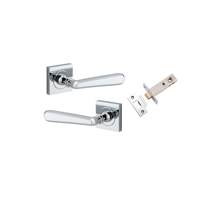 Iver Door Lever Copenhagen Rose Square Polished Chrome Passage Kit