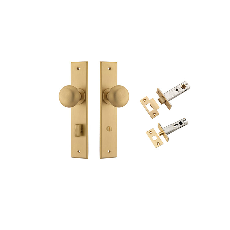 Iver Door Knob Cambridge Chamfered Brushed Brass Privacy Kit