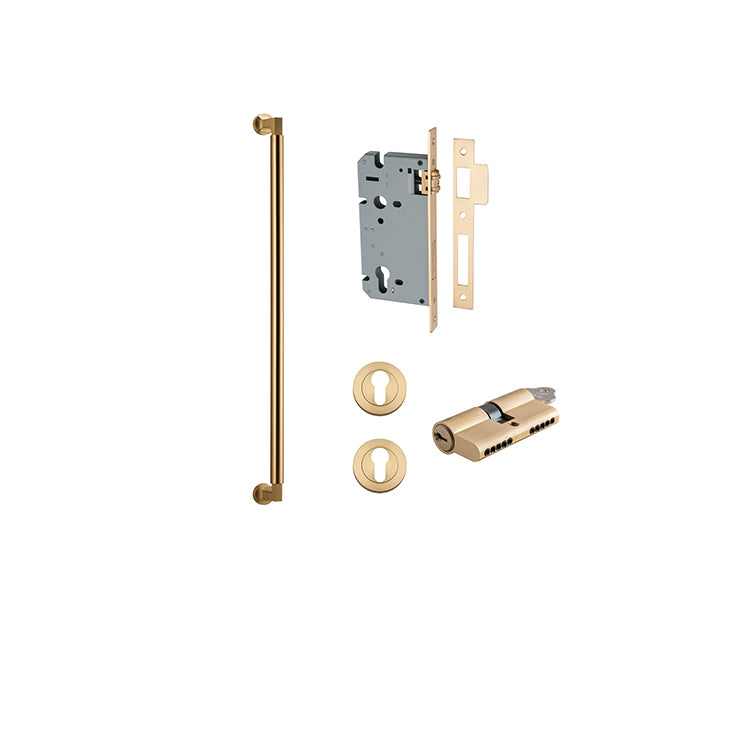 Iver Pull Handle Berlin Brushed Brass CTC600mm Key / Key Entrance Kit