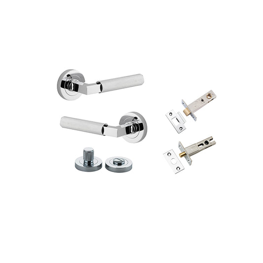 Iver Door Lever Brunswick Rose Round Polished Chrome Privacy Kit