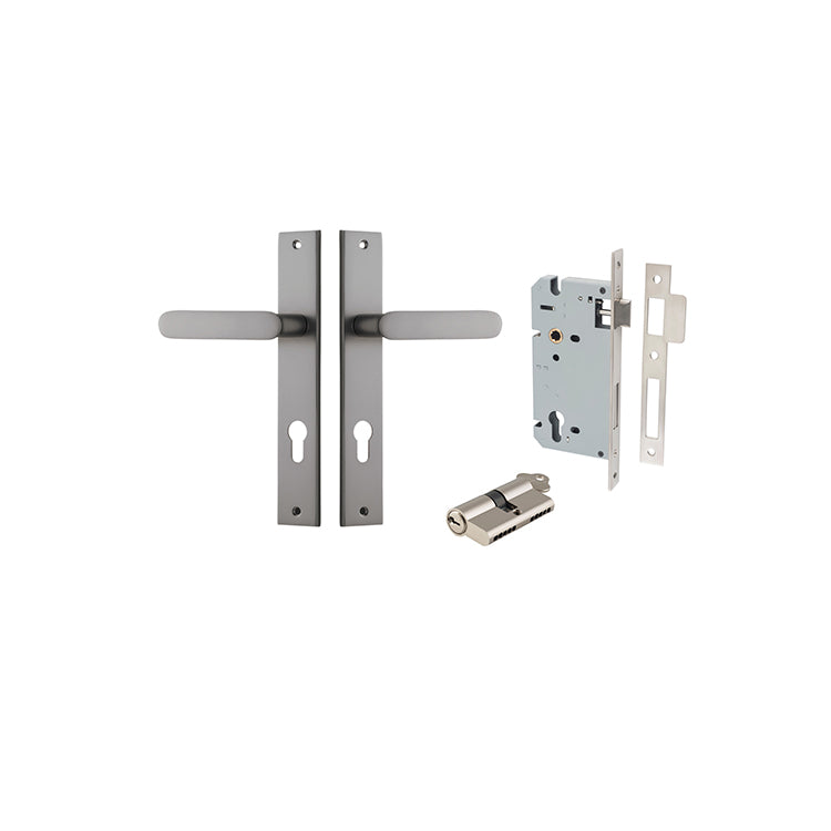 Iver Door Lever Bronte Rectangular Satin Nickel Key / Key Entrance Kit