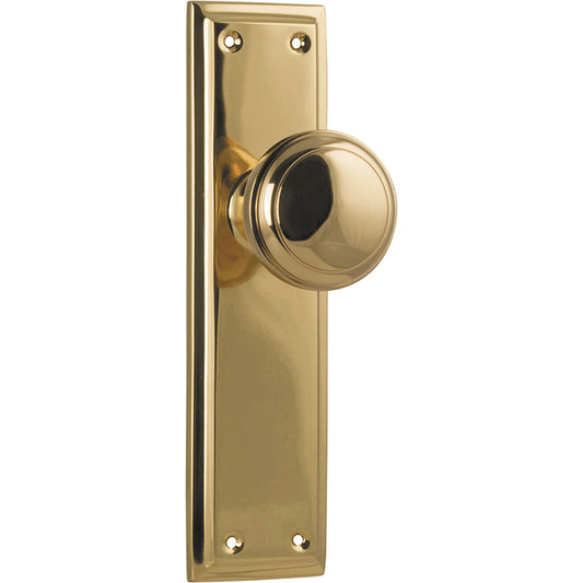 Tradco Door Knob Milton Latch Pair Unlacquered Polished Brass H200xW50xP73mm