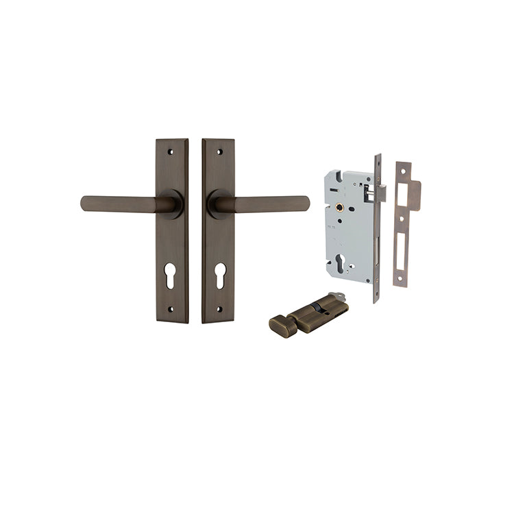 Iver Door Lever Osaka Chamfered Signature Brass Key / Thumb Entrance Kit