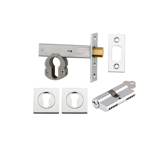 Iver Mortice Deadbolt Euro Polished Chrome Backset 60mm Key/Key Escutcheon Square Kit - Preorder for Late Jan 2025