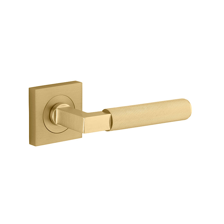 Iver Door Lever Brunswick Rose Square Concealed Fix Pair Brushed Gold PVD L120xP60mm BPH52xW52mm