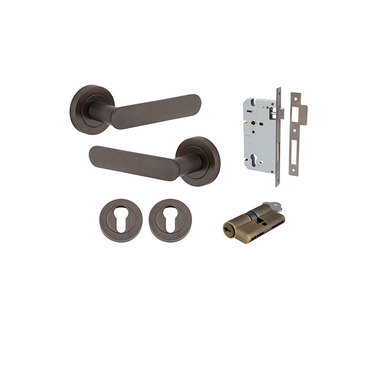 Iver Door Lever Bronte Rose Round Signature Brass Key / Key Entrance Kit