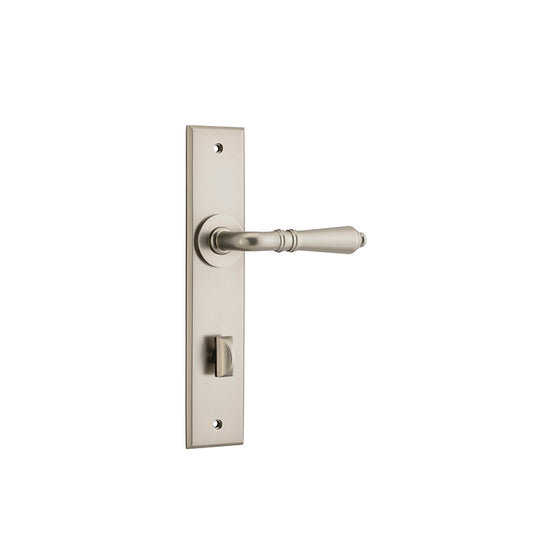 Iver Door Lever Sarlat Chamfered Privacy Pair Satin Nickel CTC85mm L111xP55mm BPH240xW50mm