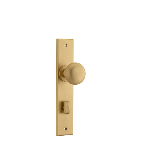 Iver Door Knob Cambridge Chamfered Privacy Pair Brushed Brass CTC85mm D55xP62mm BPH240xW50mm