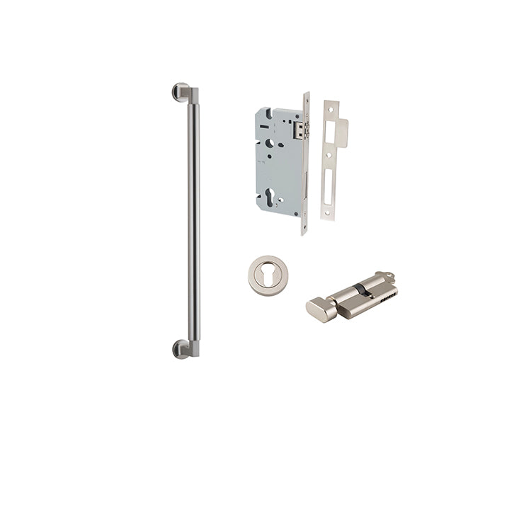 Iver Pull Handle Berlin Satin Nickel CTC450mm Key / Thumb Entrance Kit