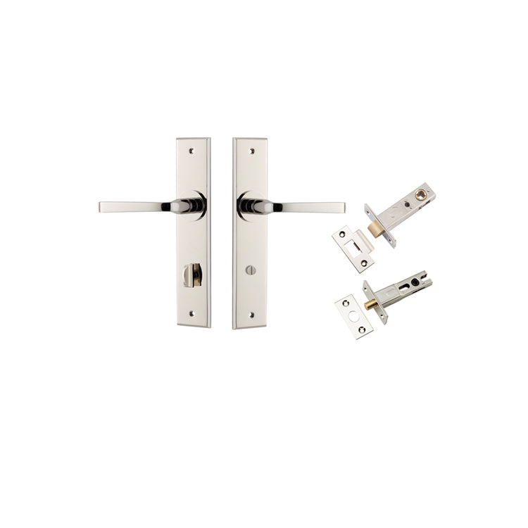 Iver Door Lever Annecy Chamfered Polished Nickel Privacy Kit