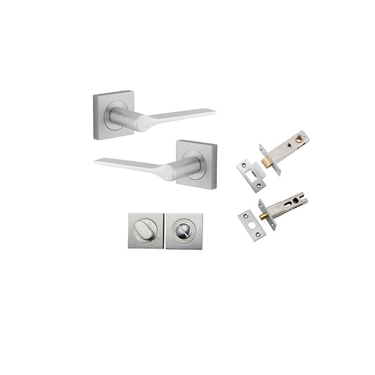 Iver Door Lever Como Rose Square Brushed Chrome Privacy Kit