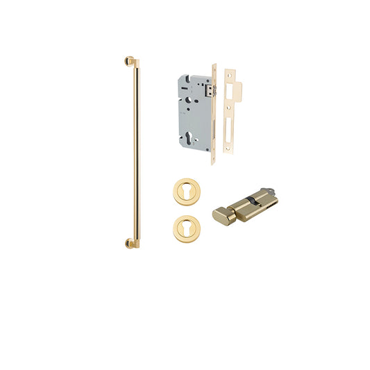 Iver Pull Handle Berlin Polished Brass CTC600mm Key / Thumb Entrance Kit