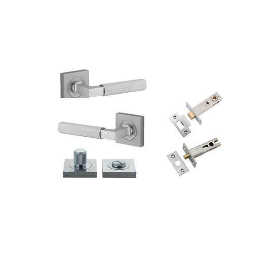 Iver Door Lever Brunswick Rose Square Brushed Chrome Privacy Kit