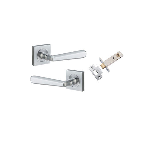 Iver Door Lever Copenhagen Rose Square Brushed Chrome Passage Kit