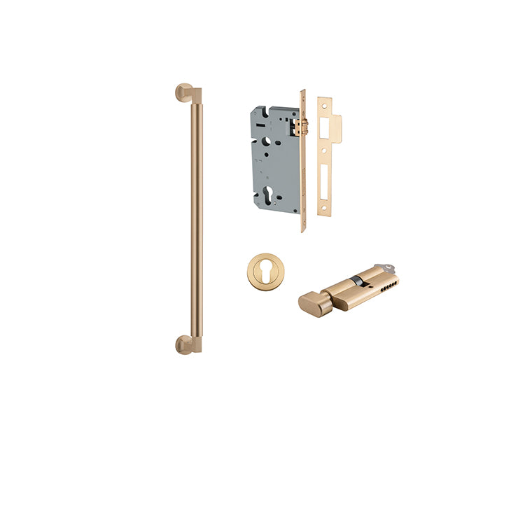 Iver Pull Handle Berlin Brushed Brass CTC450mm Key / Thumb Entrance Kit