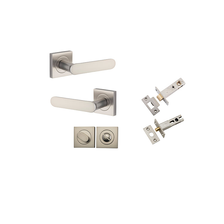 Iver Door Lever Bronte Rose Square Satin Nickel Privacy Kit